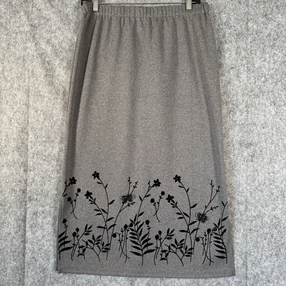 Vintage Flocked Velvet Skirt Large Whimsigoth Fairy Midi Grunge Butterfly Pheobe